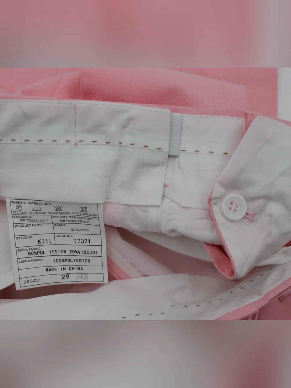 MOGU Pink Double Breasted 2-Piece Suit 30/29 Custom Cross Patches Prom Wedding